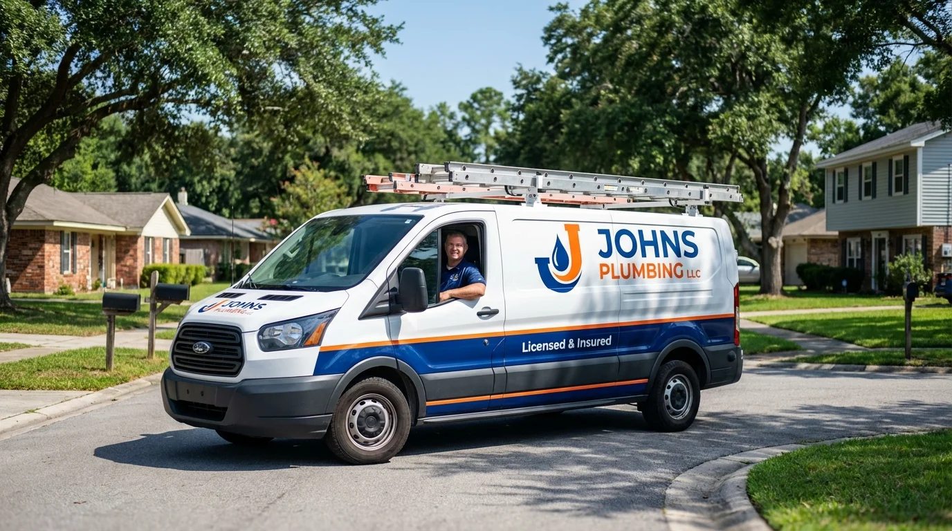Johns Plumbing LLC service van in Eaton, OH