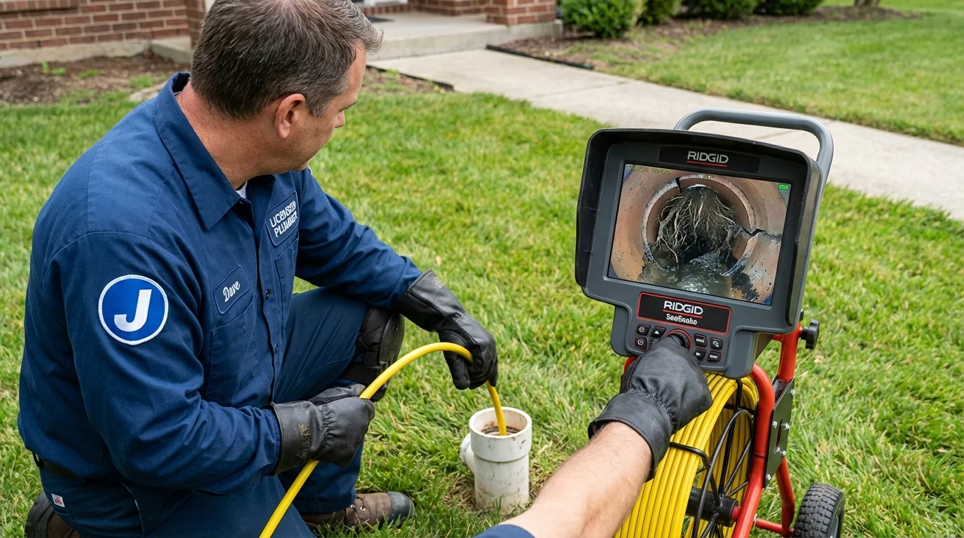 Sewer camera inspection being performed by Johns Plumbing LLC in Eaton